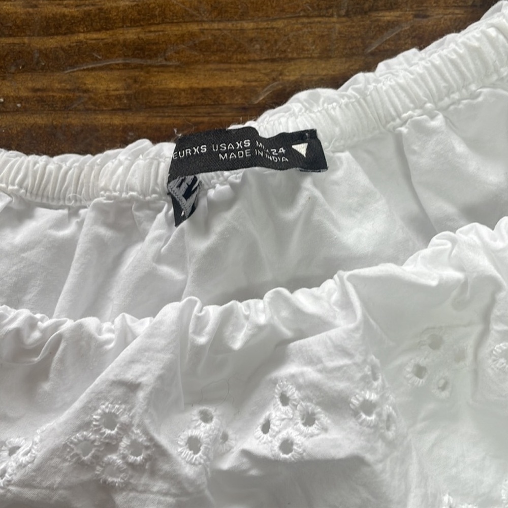 zara white preppy crop top